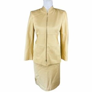 W by Worth Viscose Tan Skirt Suit Size 4 P